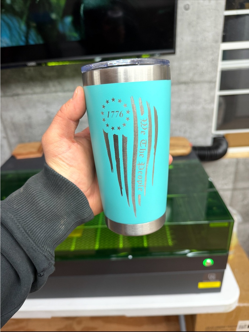 1776 Flag Stainless Tumbler in Teal